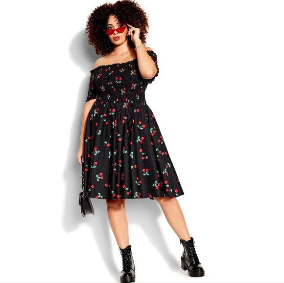 City Chic Plus Size Cherry Pie Dress - Picture 1 of 8